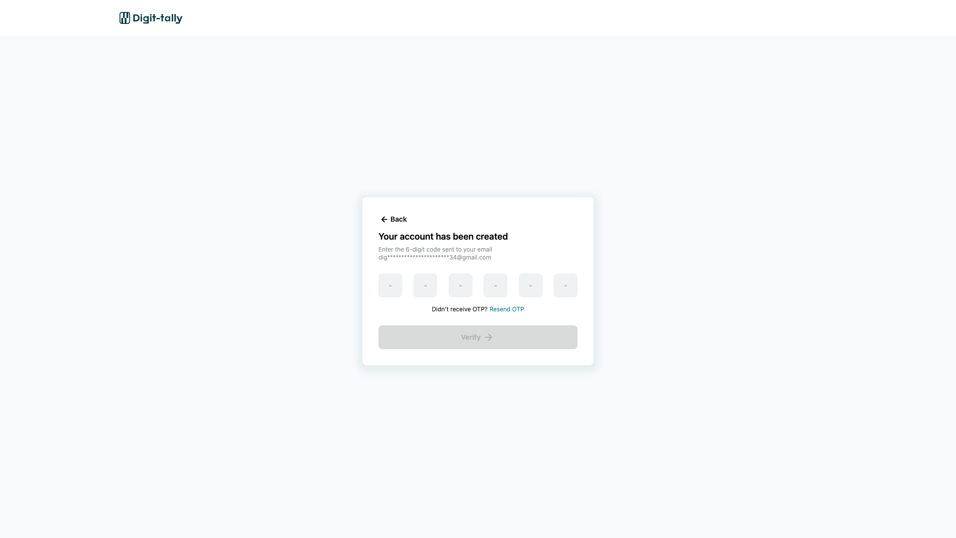 Email verification with OTP